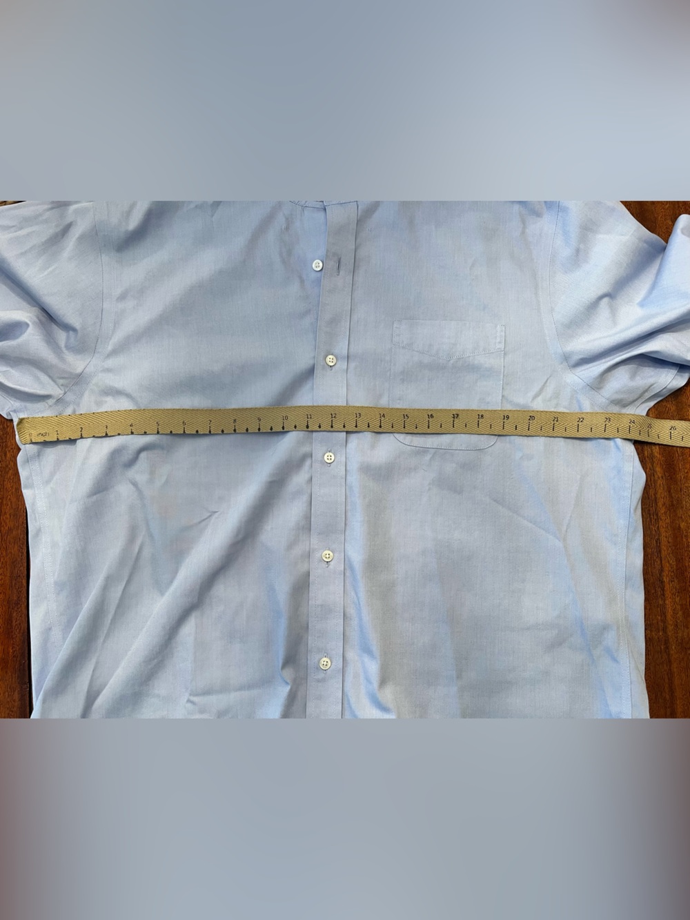 Upcycled Lands' End Men's Light Blue Oxford Button-Up Shirt - Picture 5 of 6